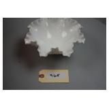 Fenton Hobnail Milk Glass Ruffled Crimped Bowl