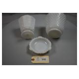 Anchor Hocking Ash Tray & White Hobnail Pieces