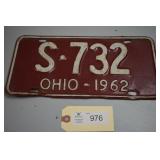 1962 Ohio License Plates