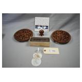 Sarna India Hand Carved Wooden Floral Trivets