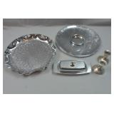 Sterling Candlesticks 2 Serving trays Kromex Butte