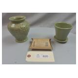 Longaberger Pottery Vase, & May Series Peony Pot