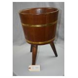 1970's Wooden Barrel-Style Planter Stand