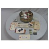 Tin of Misc. Sewing items. Buttons, needles and th