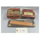 Vintage Cribbage Board, Dominoes & Trivia Timer