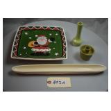 Olive Tray, Christmas Plate and Candle Holder