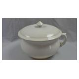 Vintage White Ceramic Chamber Pot w/lid