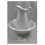 Vintage White Ironstone Pitcher & Wash Basin Set