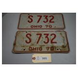 1970 Ohio License Plates