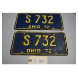 1972 Ohio License Plates