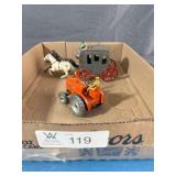 2 pcs; Metal Horse and Carriage, Orange Tractor