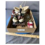 Wood Bucket, Snowman Couple, 3 Candles & Truck Not