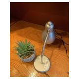 Desk Lamp and Plastic Flower in Pot