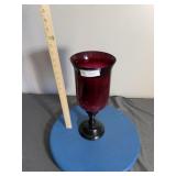 Candle in Glass and Wood Base