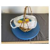 Easter Baskets Metal and Wicker, Eggs, & Bunny