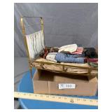 African American Folk Art Rag Dolls w/Metal Bed (m