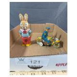 2 pcs; J. Chein and Company Metal Wind up Toy, Mar