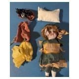 Vintage Porcelain Jointed Doll w/Pillow