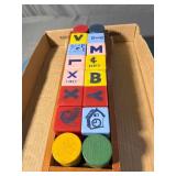 Vintage ArToys Plastic Rattle Blocks in Wagon (dmg