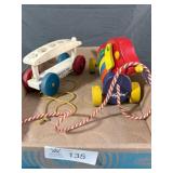 2 Wooden Vintage Pull Toys; Holgate Toys