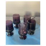 5 Tiffin Franciscan Madeira Amethyst Wine Goblets