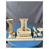 Wooden Doll Bathroom Furniture and 2 Candlestick H