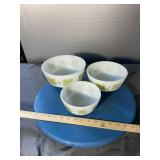 Set of 3 Fire King Mixing Bowls  "Dutch Clover"