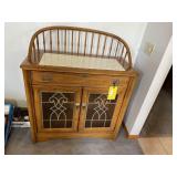 Oak China Cabinet w Spindle-back Gallery Top Glass