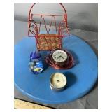 Metal Basket, Glass Clock,  Night Light, Candle