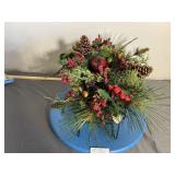Metal & Wicker Sleigh w Christmas Greenery