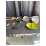 Vintage Glass Pie Plates And Metal Baking Pans Lot