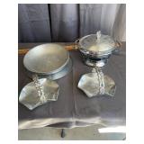 Vintage Hammered Aluminum Tulip Theme Serving Ware