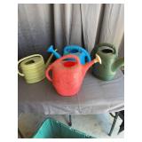 Assorted Plastic Garden Watering Cans and Recyclin