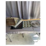 Assorted Metal Baking Sheets Muffin Tin Cooling Ra