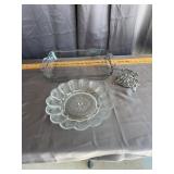 Vintage Glass Baking Dish Egg Plate and Napkin Hol