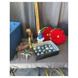 Vintage Christmas Decor Lot With Ornaments and Poi