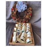Vintage Plastic Christmas Village House Set and Wr