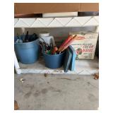 Assorted Garden Hand Tools and Vintage Holiday Lig