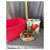 Holiday Cardinal Pillows and Faux Poinsettia Stora