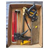 Assorted Workshop Hand Tools Saws Caulk Gun and Cr