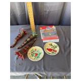 Vintage Christmas Horn Ornaments Cardinal Tin Plat