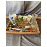 Vintage Kitchenalia Assortment with Floral Mugs an