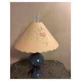 Ceramic Hurricane Style Table Lamp Stenciled Shade