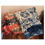 Antique Woven Jacquard Coverlets Red and Blue