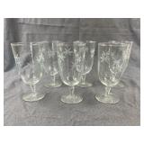 Vintage Etched Starburst Stemmed Iced Tea Glasses