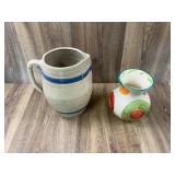Stoneware Pitcher and Hand-Painted Ceramic