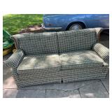 Vintage Green and White Gingham Plaid Sofa