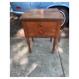 Antique American Sheraton Style Two Drawer Work Ta