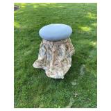 Vintage Skirted Vanity Bench with Floral Bird Patt