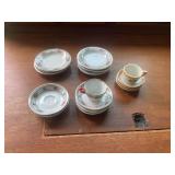 Antique Miniature Porcelain Toy Tea Cups and Sauce